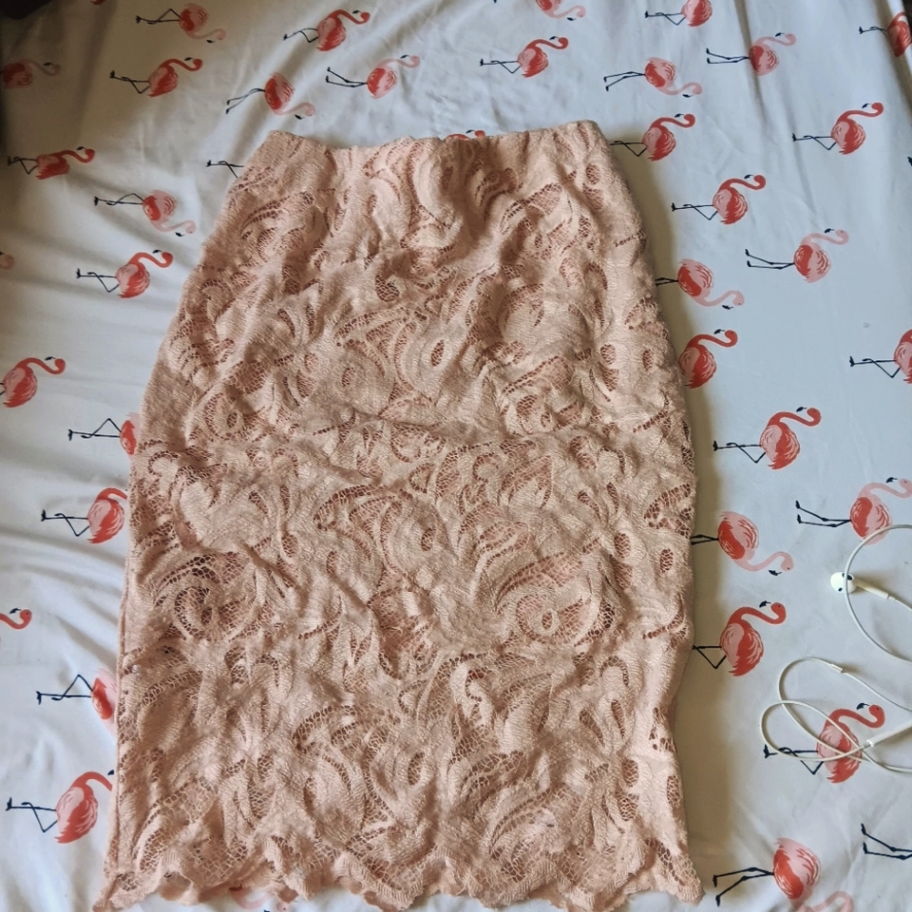 Elegant Lace Skirt in Peach
